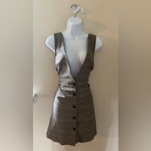 Allegra K Plaid Button Up Mini Dress